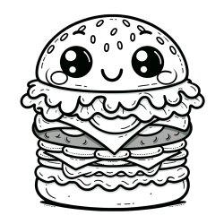 Smiling Hamburger Coloring Page for Kids