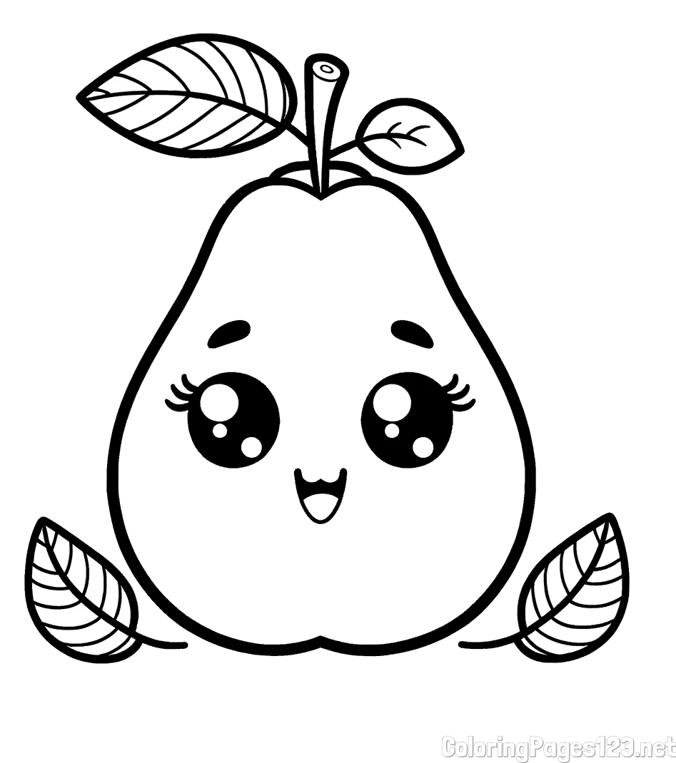 Smiling Pear Coloring Page