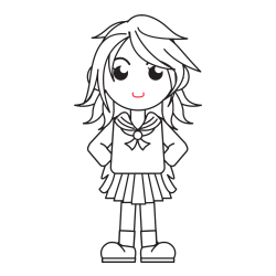 Smiling Schoolgirl Coloring Page