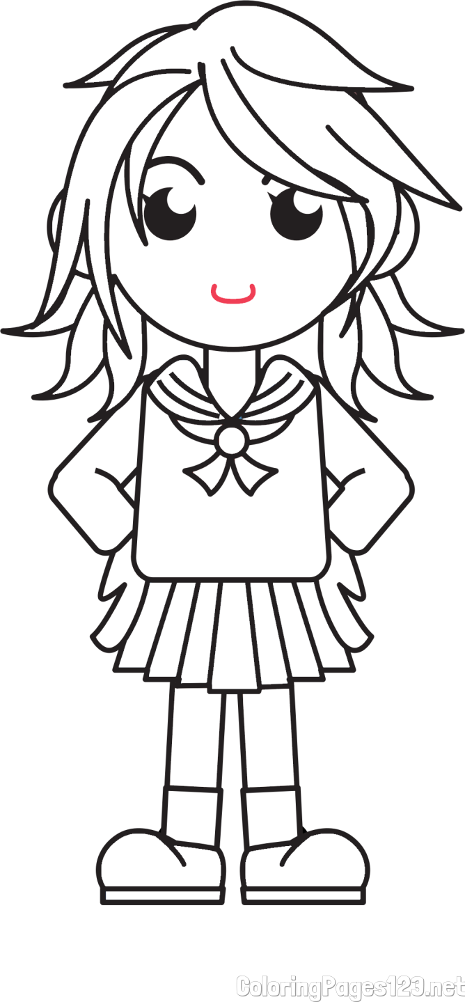 Smiling Schoolgirl Coloring Page