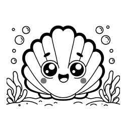 Smiling Seashell Coloring Page for Kids