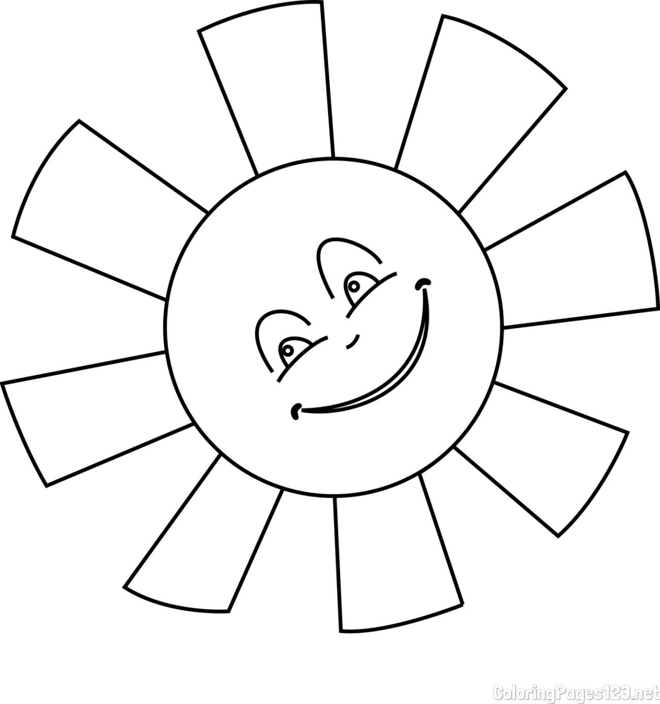 Smiling Sun Coloring Page for Kids