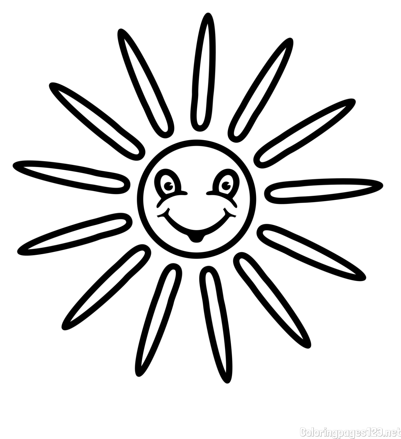Smiling Sun Coloring Page - Simple and Easy