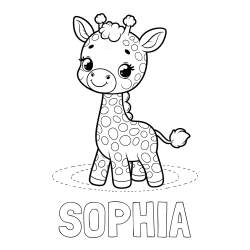 Online Created Coloring Page - SOPHIA Coloring Page and Playful Giraffe Coloring Page