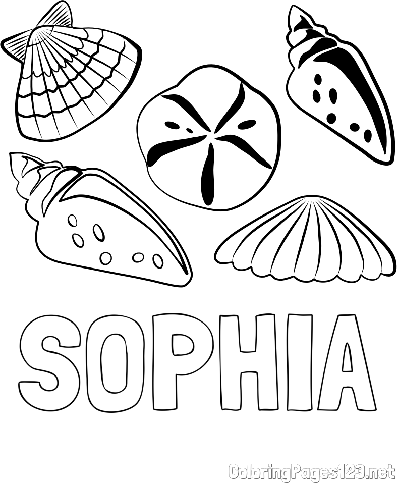SOPHIA Coloring Page and Seashells Coloring Page