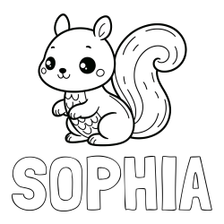 Online Created Coloring Page - SOPHIA Coloring Page and Simple Coloring Page of a Squirrel