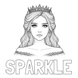 Online Created Coloring Page - SPARKLE Coloring Page and Coloring Page of a Princess with Big Eyes