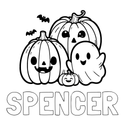 Online Created Coloring Page - SPENCER Coloring Page and Halloween Pumpkin and Ghost Coloring Page