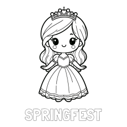 SPRINGFEST Coloring Page and Coloring Page of a Cute Princess