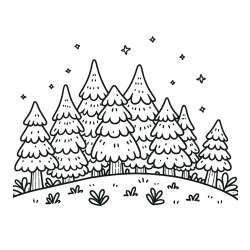 Spruce Forest Coloring Page for Kids