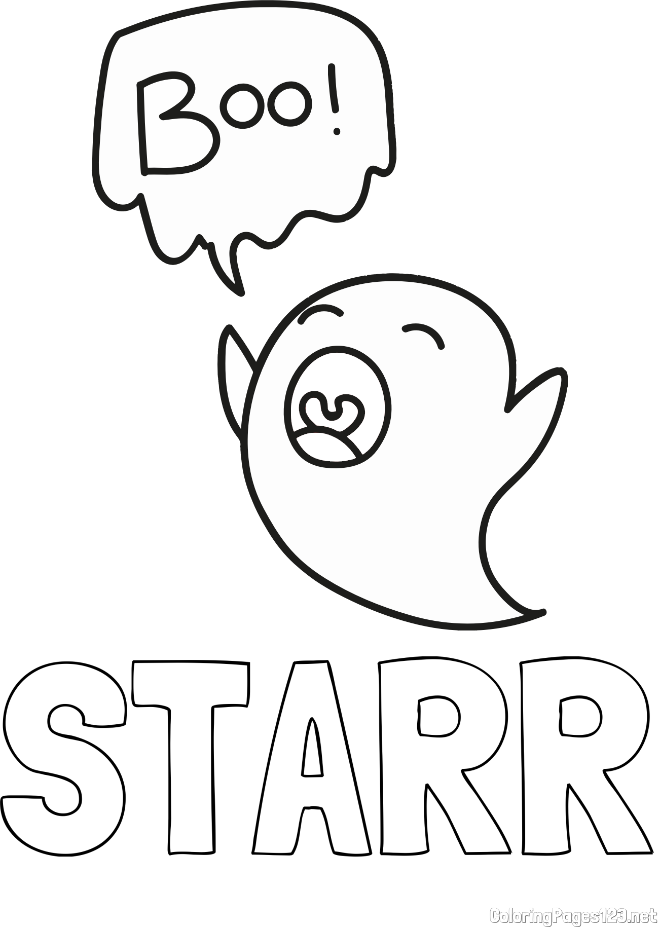 STARR Coloring Page and Ghost Saying "Boo!" Coloring Page for Kids