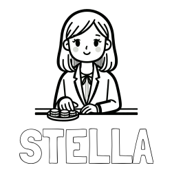 STELLA Coloring Page alongside Coloring Page of a Female Bank Employee
