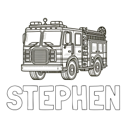 Online Created Coloring Page - STEPHEN Coloring Page and Free Coloring Page of a Big Fire Truck