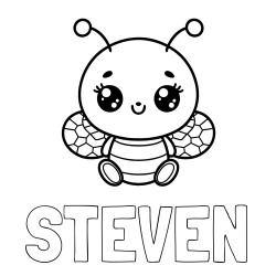 STEVEN Coloring Page and Children's Coloring Page of a Cute Bee