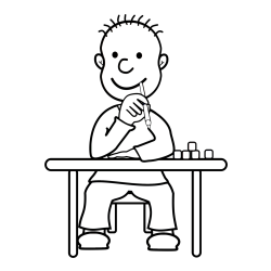 Student Solving a Test Coloring Page