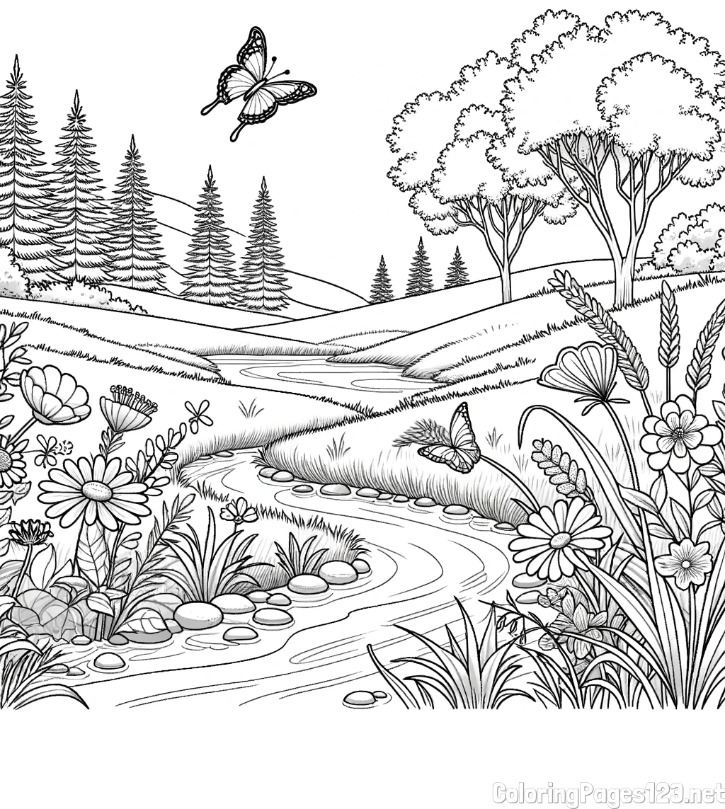 Summer Nature Coloring Page