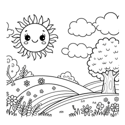 Sunny Nature Coloring Page
