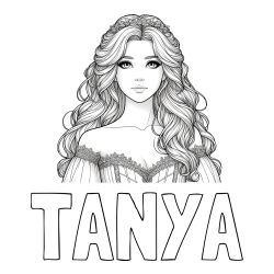 Online Created Coloring Page - TANYA Coloring Page and Coloring Page of a Cute Realistic Princess