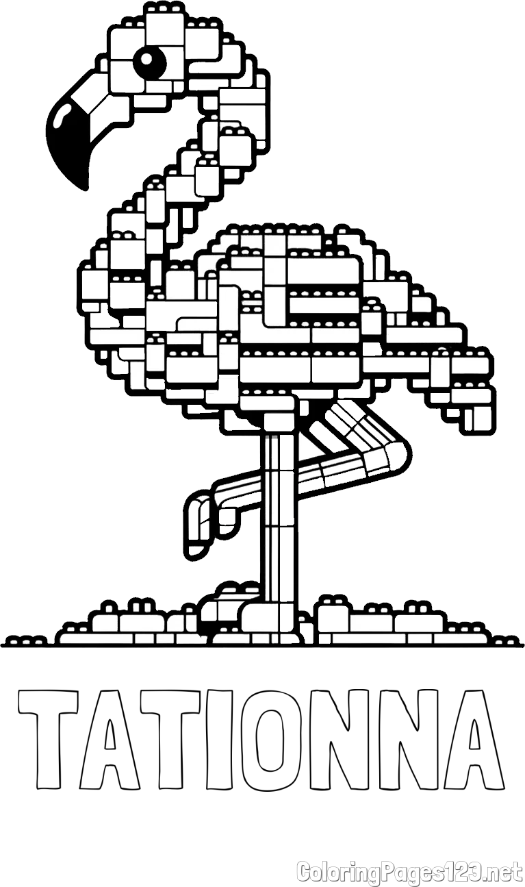 TATIONNA Coloring Page and Coloring Page of a LEGO Flamingo