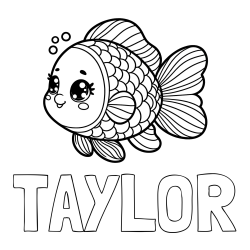 Online Created Coloring Page - TAYLOR Coloring Page and Coloring Page of a Cute Fish