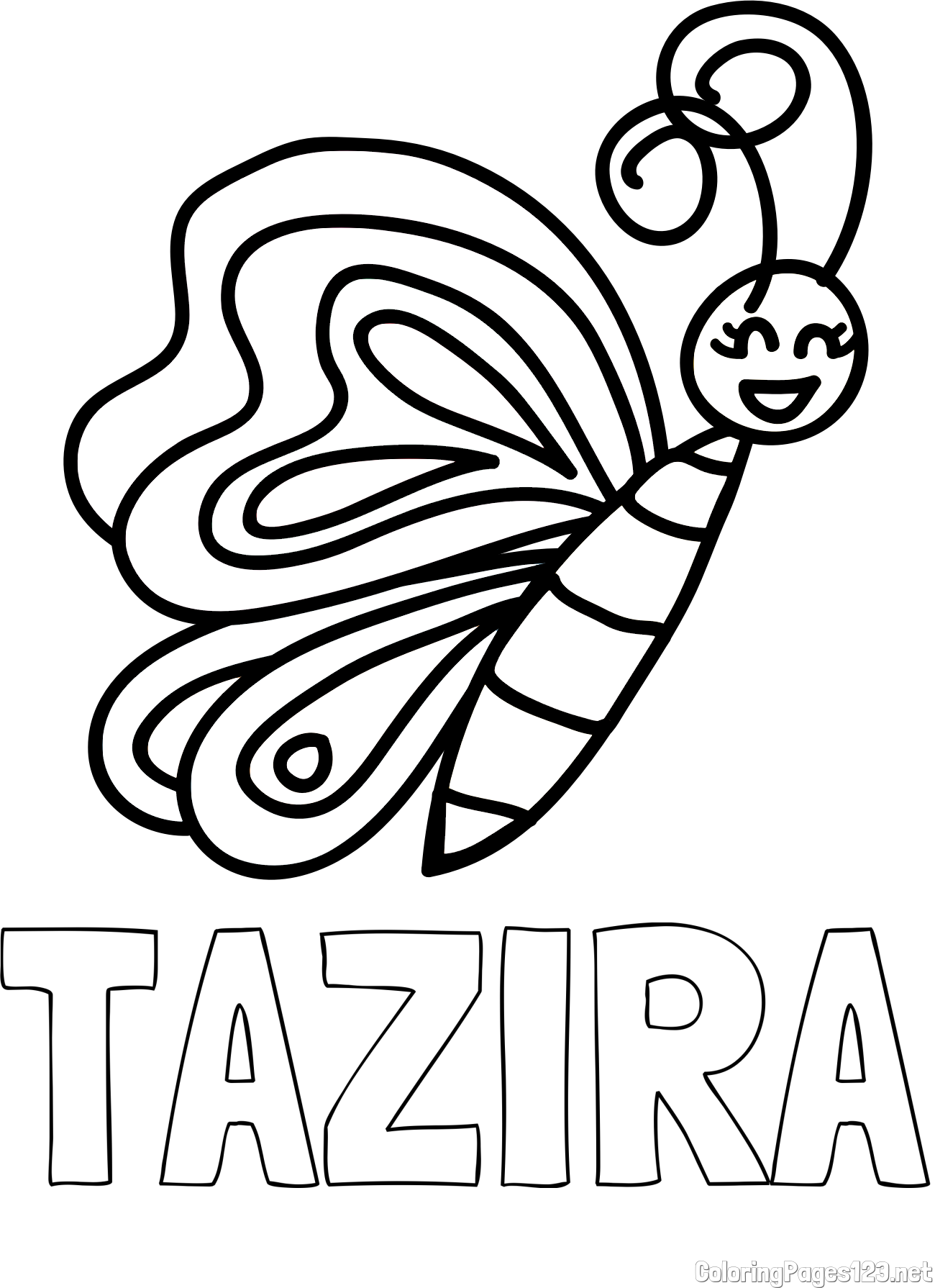 TAZIRA Coloring Page and Simple Butterfly Coloring Page