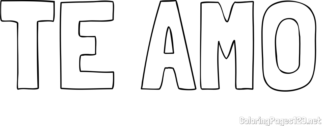 TE AMO Coloring Page
