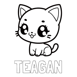 Online Created Coloring Page - TEAGAN Coloring Page and Coloring Page of an Anime Cat