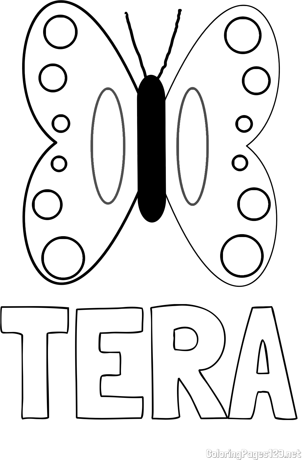 TERA Coloring Page and Easy Butterfly Coloring Page
