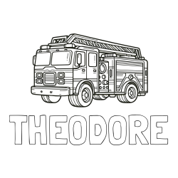 Online Created Coloring Page - THEODORE Coloring Page and Coloring Page of a Huge Fire Truck