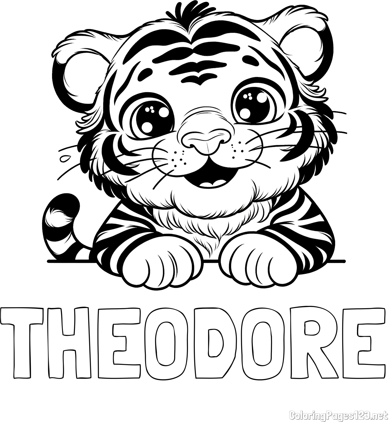 THEODORE Coloring Page and Tiger Cub Coloring Page