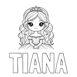 Online Created Coloring Page - TIANA Coloring Page and Coloring Page of a Cute Princess with Big Eyes