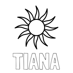 Online Created Coloring Page - TIANA Coloring Page and Simple Sun Coloring Page for Kids