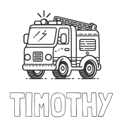 Online Created Coloring Page - TIMOTHY Coloring Page and Easy Coloring Page of a Fire Truck