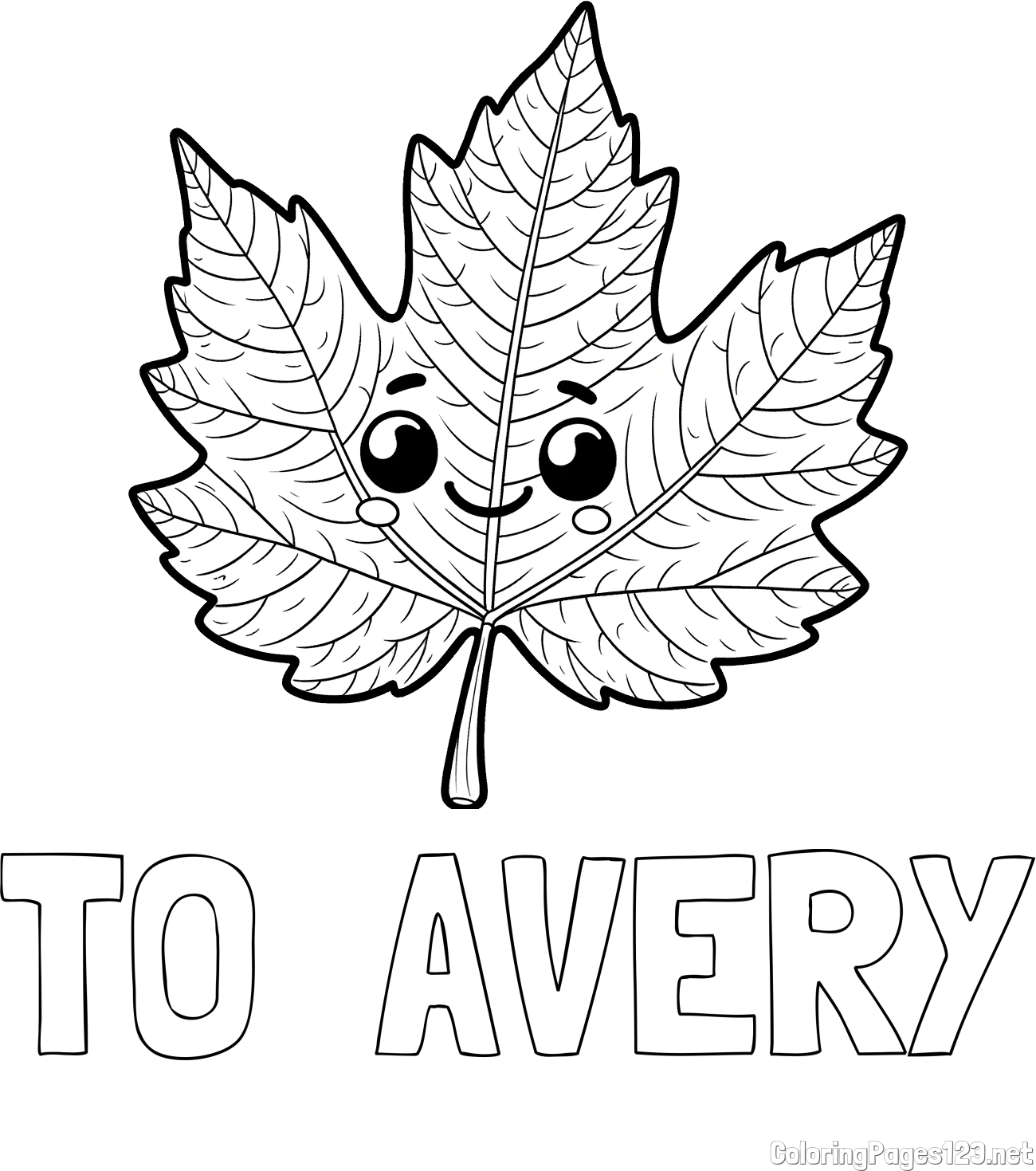 TO  AVERY Coloring Page and Smiling Leaf Coloring Page for Kids