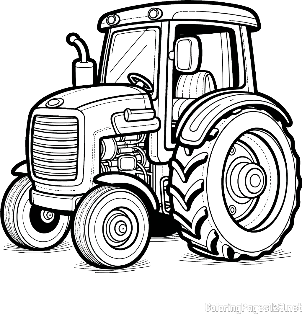 Tractor Coloring Page - Realistic and Beautiful