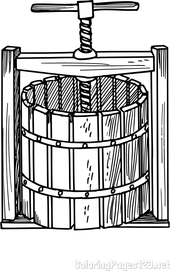 Traditional Wine Press Coloring Page