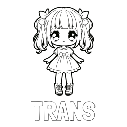 Online Created Coloring Page - TRANS Coloring Page and Coloring Page of a Cute Anime Girl