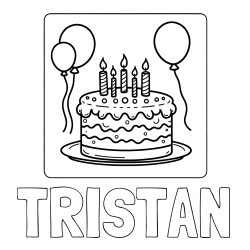 Online Created Coloring Page - TRISTAN Coloring Page and 5th Birthday Cake Coloring Page