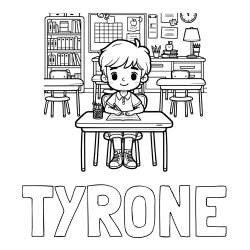 Online Created Coloring Page - TYRONE Coloring Page and Cute Student in Class Coloring Page