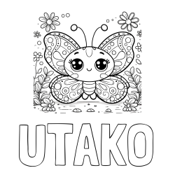 Online Created Coloring Page - UTAKO Coloring Page and Cute Butterfly Coloring Page
