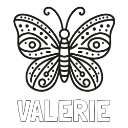 Online Created Coloring Page - VALERIE Coloring Page and Butterfly Coloring Page (Simple)