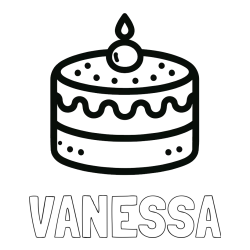 Online Created Coloring Page - VANESSA Coloring Page alongside Small Children’s Cake Coloring Page