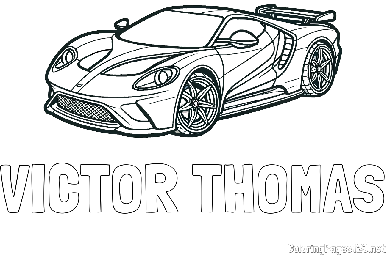 VICTOR THOMAS Coloring Page and Coloring Page of a Fast Sport's Car