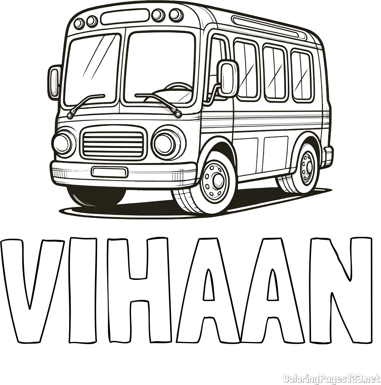 VIHAAN Coloring Page and Coloring Page of a Big Bus