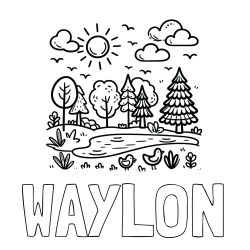 Online Created Coloring Page - WAYLON Coloring Page and Summer Coloring Page - Pond, Ducks and Forest