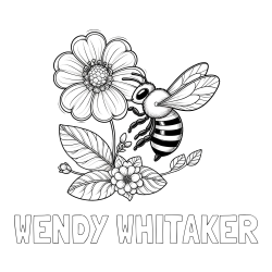 Online Created Coloring Page - WENDY WHITAKER Coloring Page and Children's Coloring Book of a Little Bee and Flowers