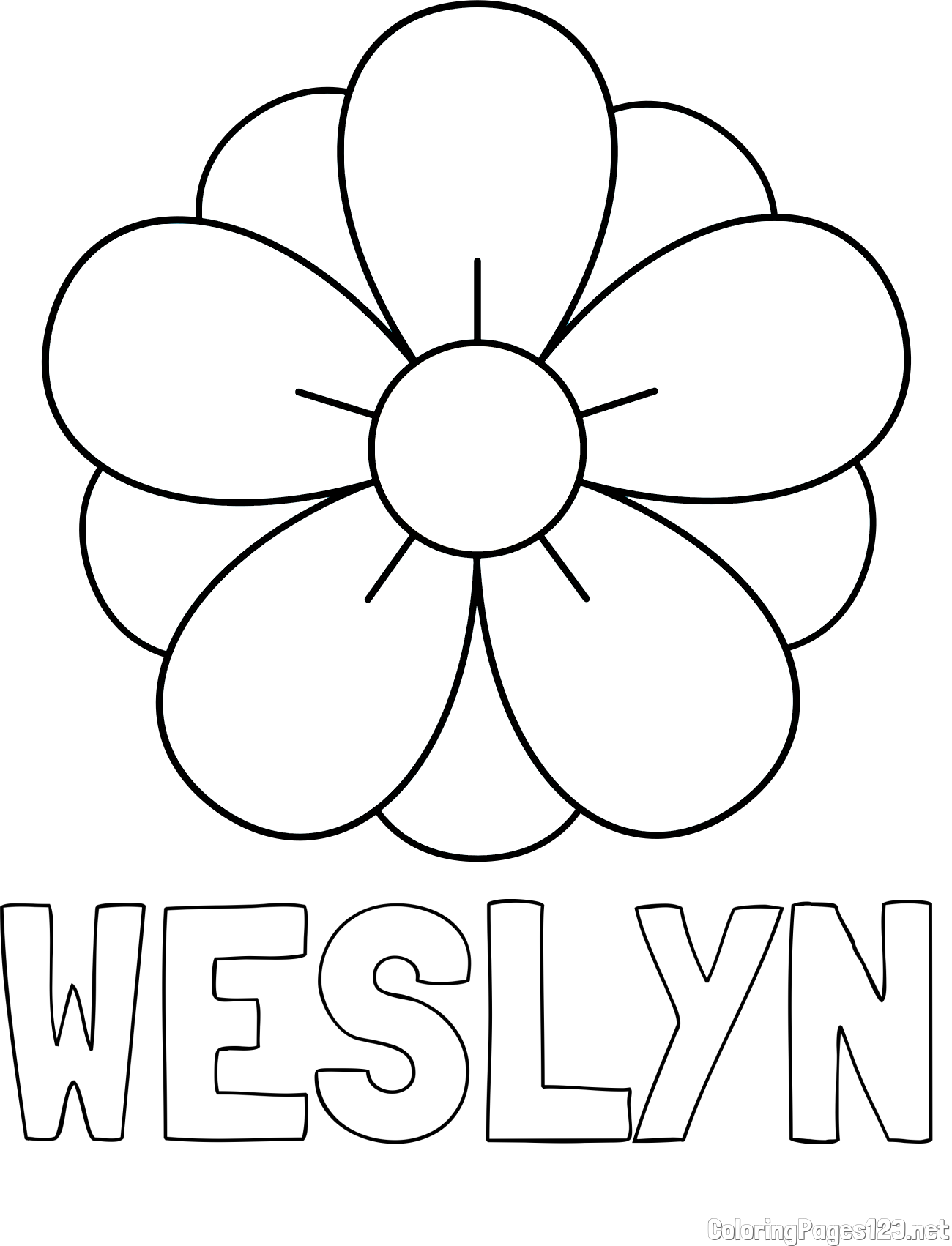 WESLYN Coloring Page and Flower Without Stem Coloring Page