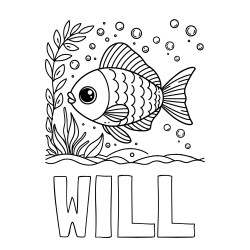 Online Created Coloring Page - WILL Coloring Page and Free Coloring Page of a Cute Fish