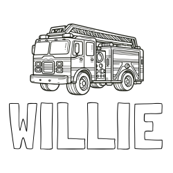 Online Created Coloring Page - WILLIE Coloring Page and Coloring Page of a Huge Fire Truck