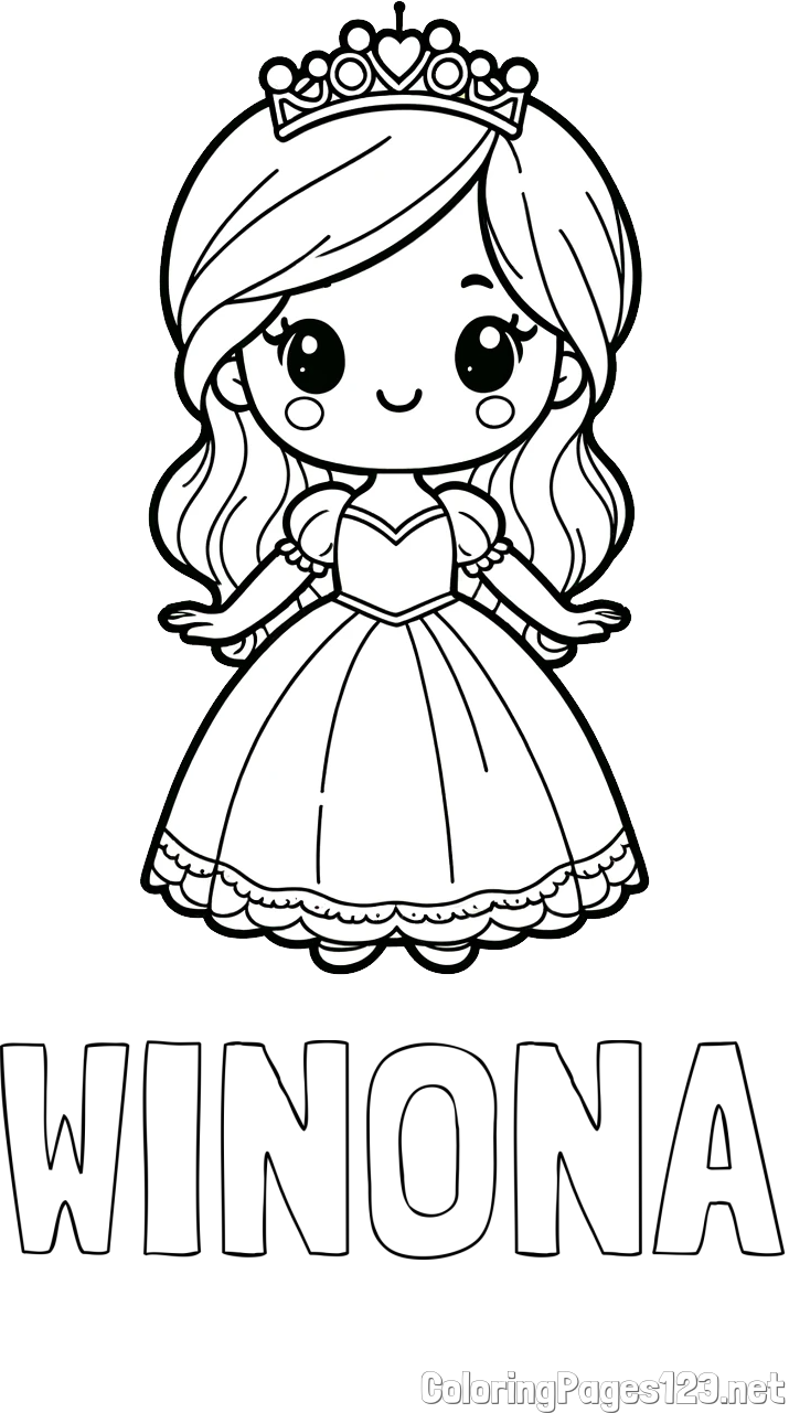 WINONA Coloring Page and Coloring Page of a Cute Princess